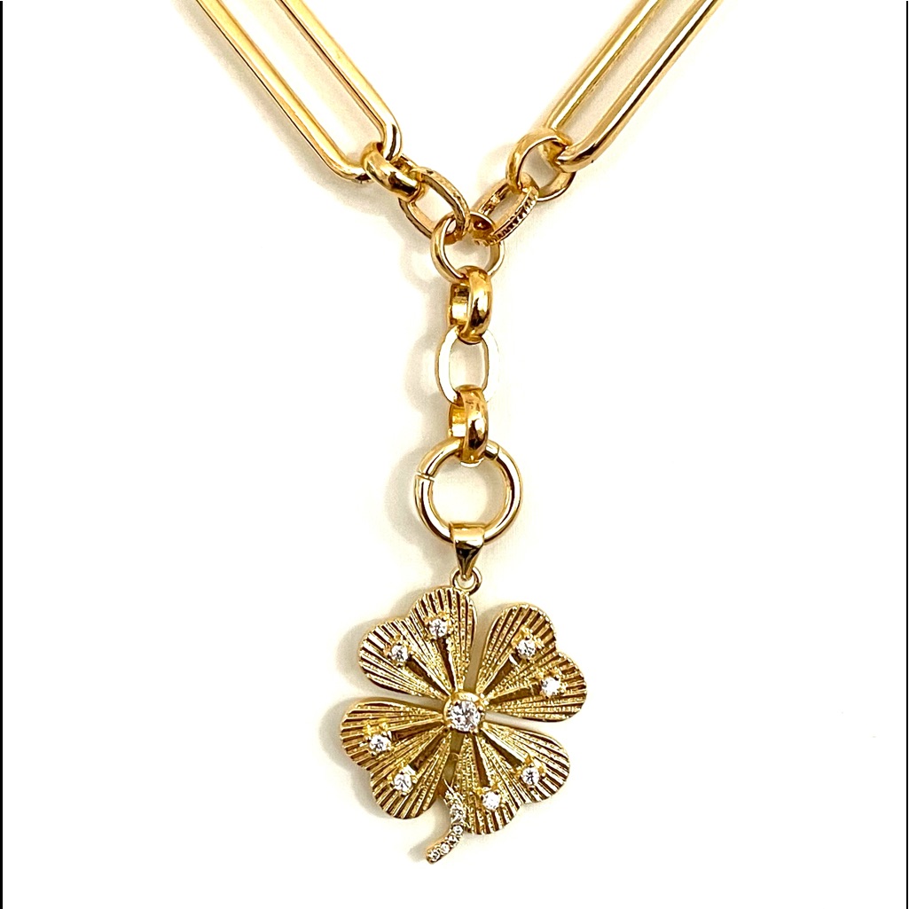 Gold FourLeaf Clover Pendant Necklace  Gold